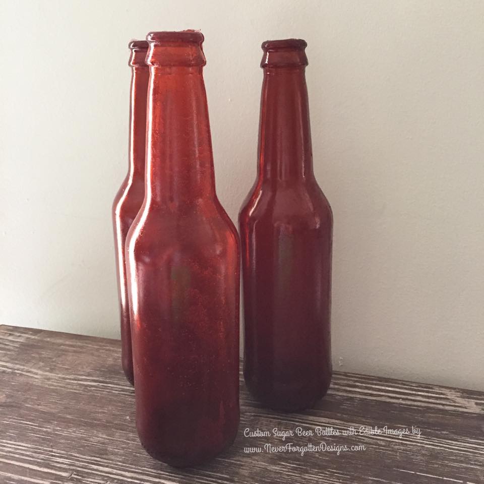 Edible Sugar Glass Beer Bottles for Cakes Toppers, Stunts, Breakaway