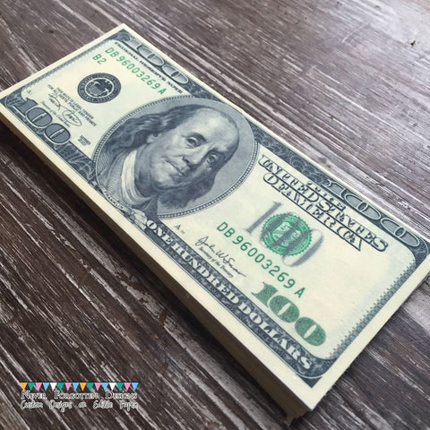 Edible Money $100 Bills on Frosting Paper - Never Forgotten Designs
