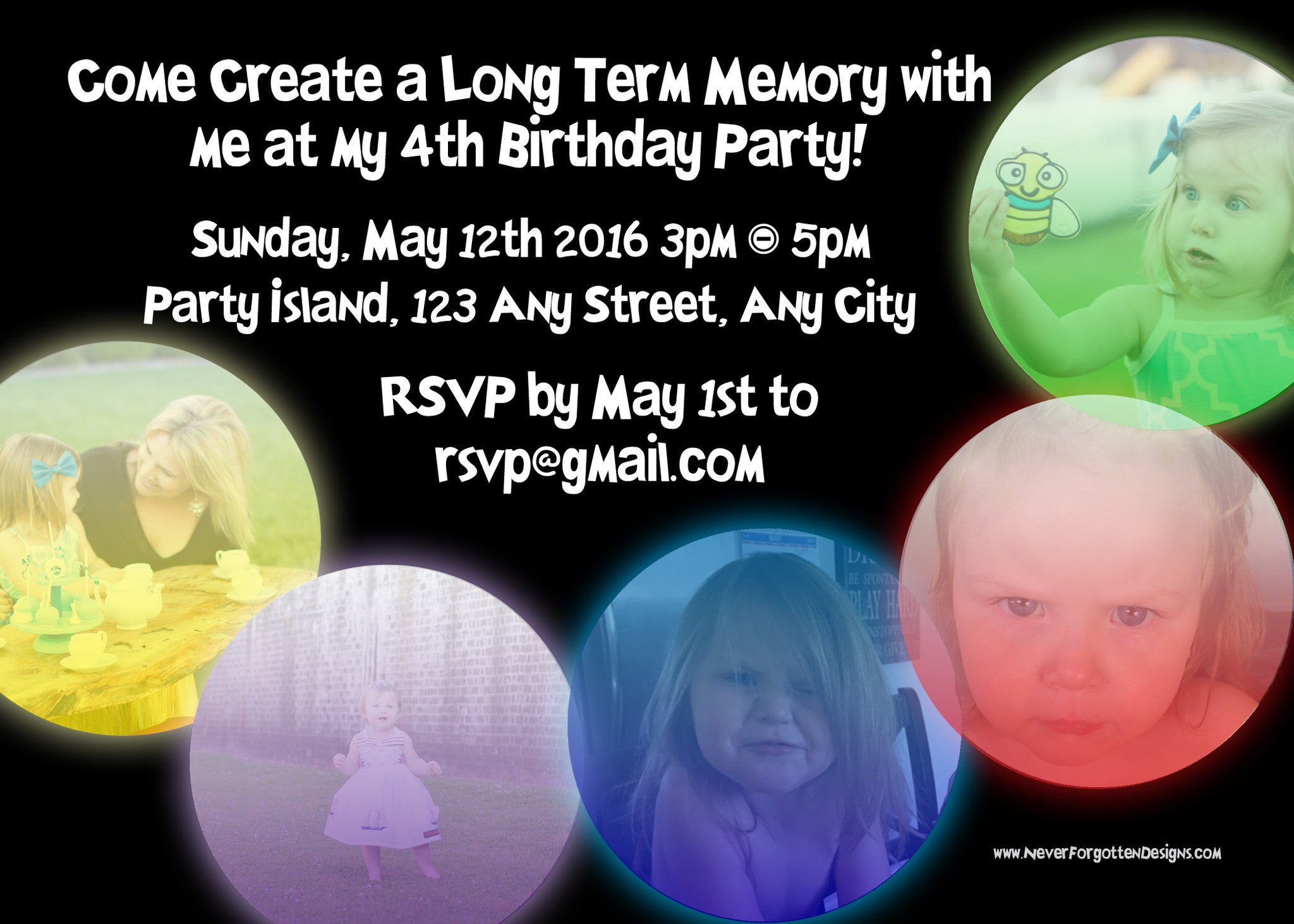 Inside Out Memory Photo Invitation Design - Never Forgotten Designs