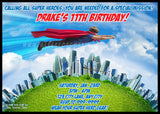 Flying Super Hero Invitation Design