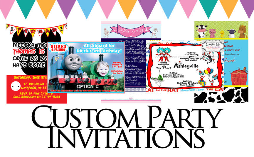 Custom Party Invitations - Never Forgotten Designs