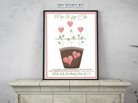 Personalized Teacher Fingerprint Flower Pot Design - Never Forgotten Designs