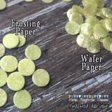 Edible Gold Sequin on 1/4" Edible Paper Hand Painted Golden Sequins - Never Forgotten Designs