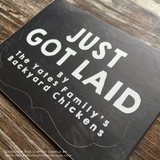 Chalkboard Block Just Got Laid Designer Egg Carton Labels with Premium Printing - Never Forgotten Designs
