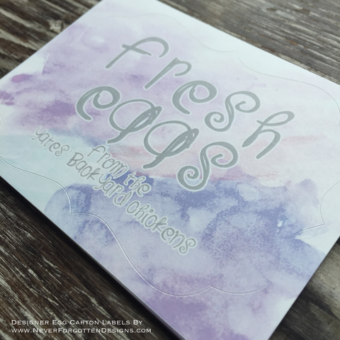 Purple Clouds Watercolor Designer Egg Carton Labels with Premium Printing - Never Forgotten Designs