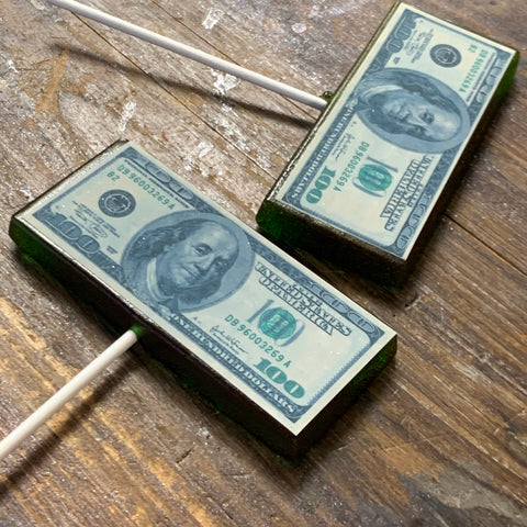 $100 Bill Money Hard Candy Lollipops by NFD