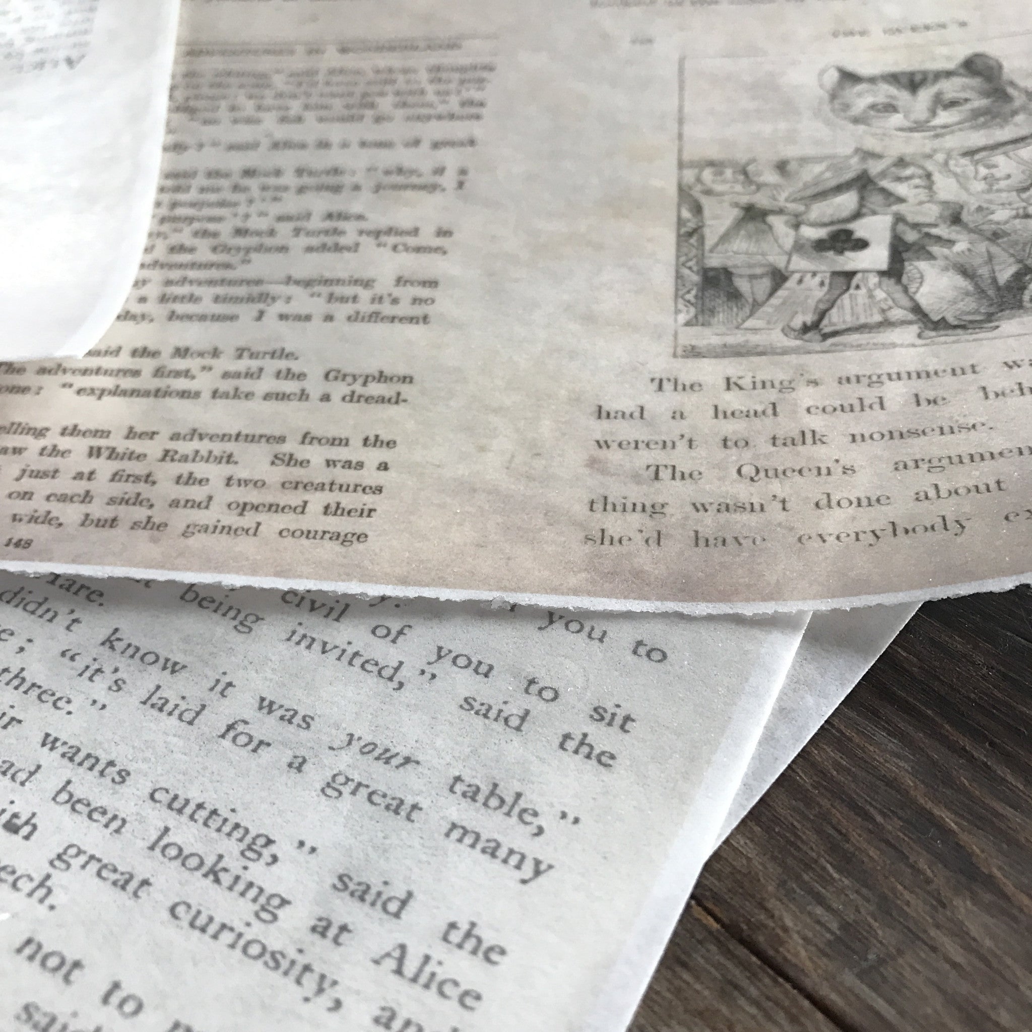 Edible Alice in Wonderland Vintage Printed Book Pages