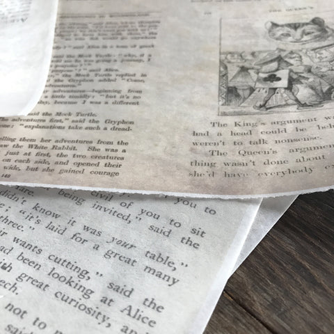 Edible Alice in Wonderland Vintage Printed Book Pages