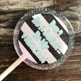 Valentine's Day Sucker Black & White Stripe Lollipop Favors