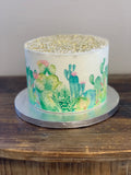 Custom Watercolor Succulents Cactus Edible Cake Wraps Images