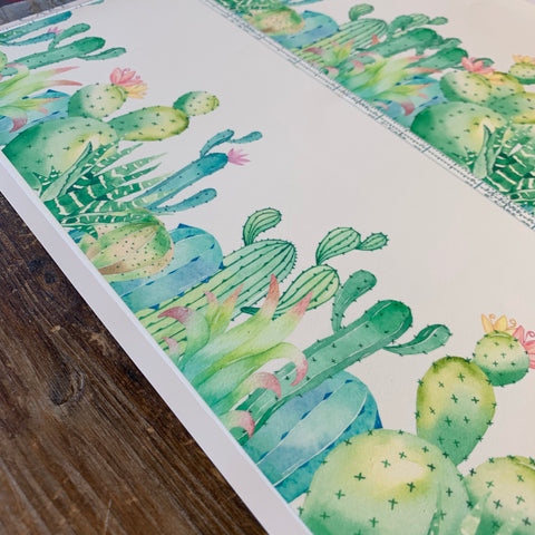 Custom Watercolor Succulents Cactus Edible Cake Wraps Images