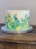 Custom Watercolor Succulents Cactus Edible Cake Wraps Images